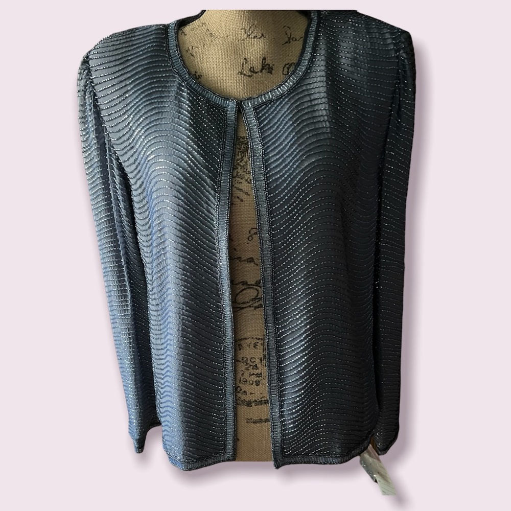 Vintage Light Blue Heavily Beaded Blazer  NWT
